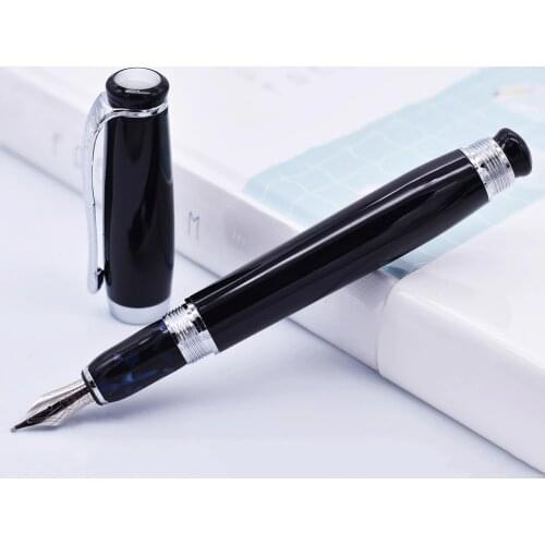 Duke Tutor Classic Fountain Pen , Black Barrel and White Pearl on Top , Ideal for Business Office Home or Gift