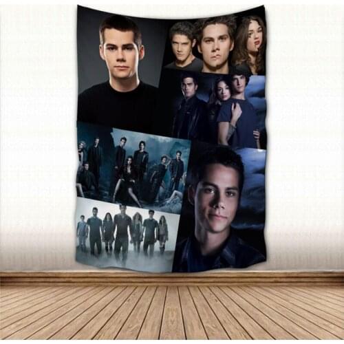 Custom Teen Wolf Tapestry Colorful Psychedelic Decorative Carpet Wall Fabric For Living Room Bedroom Tapestries Accessories