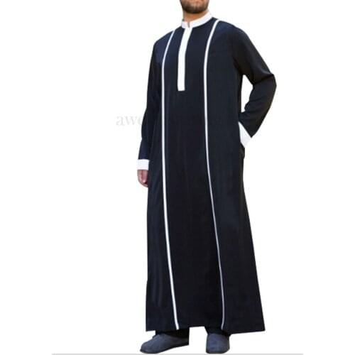 Awe-inspiring Men Islamic Kaftan Muslim Fashion Clothing Long Sleeve Patchwork Abaya Robes Saudi Arabia Dubai Mens Jubba Thobe
