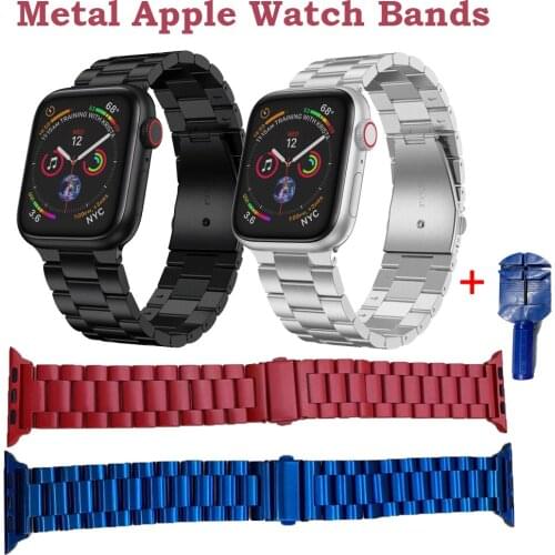 Metal Stainless Steel Strap for Apple Watch Bands 44mm 40mm 42mm 38mm Watchbands for iWatch Series SE/6/5/4/3/2/1 With Tools