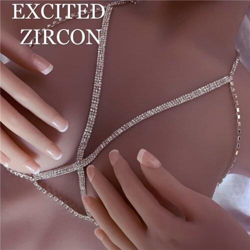 Sexy Rhinestone Bra Chain Beach Jewelry Body Shiny Crystal Drop Shipping Bra Chest Harness Bikini Body Chain Jewellery