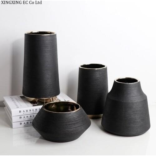 Modern Black Vase Dried Flower Flower Arrangement Countertop Vase Handicraft Decoration Storage Jar Home Living Room Decoration
