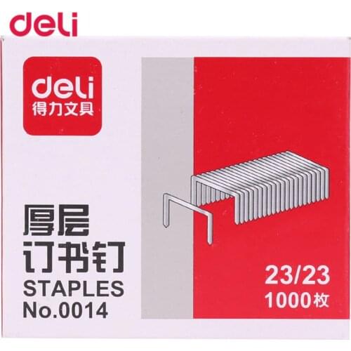 Standard silver Point Staples Deli Staples Office Bending 1000 pcs/pack Supplies Size 23/23 Free Shipping School Metal Staples