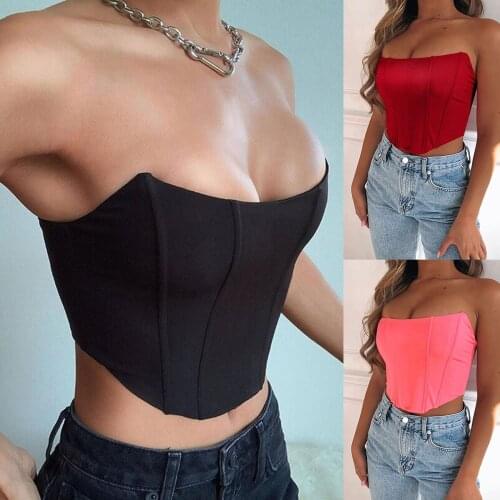 Sexy Sleeveless Off Shoulder Tops 2021Summer Fashion Sexy Corset Crop Tops Vest Female Underwear Backless Bustier Female Midriff