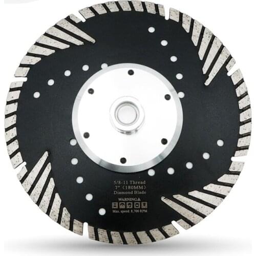 180mm Angle Grinder Saw Blade Flange Diamond Cutting Disc Turbine Blade With Inclined Protective Teeth For Granite Marble