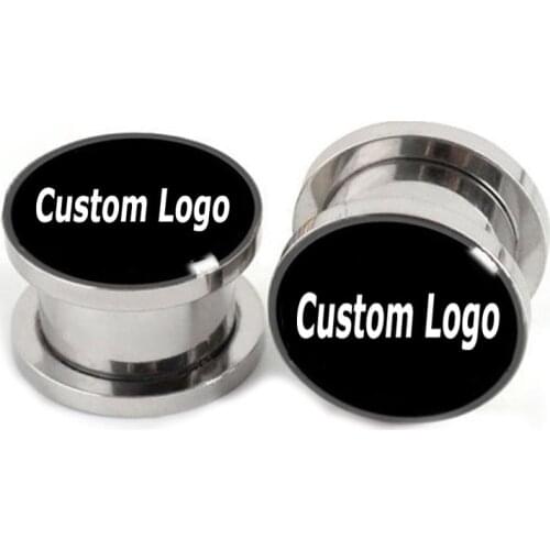 Wholesale Custom Logo Ear Gauges Stainless Steel Screw Fit Flesh Tunnel Plug Body Piercing Jewelry 6-25mm 60 Pieces
