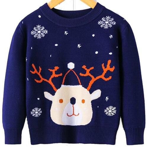 2-7Y Christmas Winter Baby Girls Boys Woolly Jumper Sweaters Kids Knitting Pullovers Tops Long Sleeve Knitwear Children Clothes
