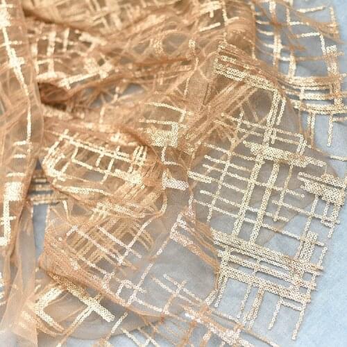 1 meter Gold/Black/red sequins Lace French Tulle Lace Fabric For Women decoration lace fabric diy wedding dress mesh lace