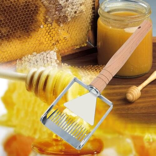 1 Pcs Beekeeping Tools Apiculture Uncapping Fork Iron Honeycomb Honey Scraper Shovel Wooden Handle