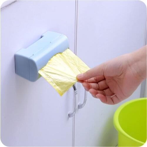 1pc Colorful Wall-mounted Garbage Bag Finishing Storage Box Mini Kitchen Plastic Bag Extraction Box Storage Box