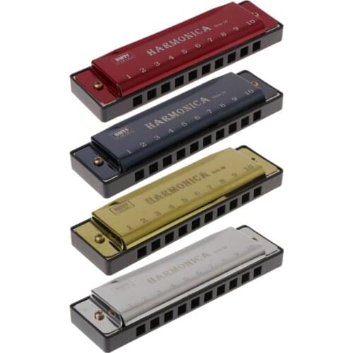 10 Holes Key of C Blues Harmonica Musical Instrument Educational Toy with Case