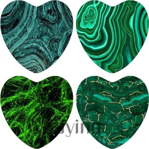 10pcs 25mm Heart Shape Green Stone texture Image Glass Cabochon DIY Pendant Necklace Keychain Jewelry Findings & Components