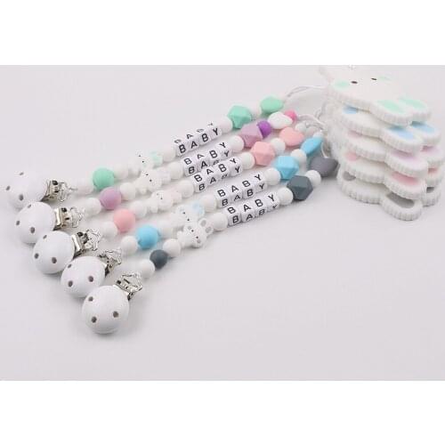 10 Pcs/lot Baby Silicone Rabbit Pacifier Clip Multi-color Molars Cartoon Hand-toothed Teether Chain Buckle Anti-out