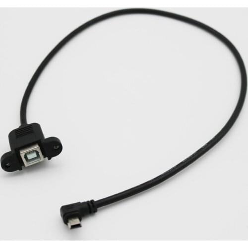 10pcs USB 2.0 B Female Panel Mount To Mini 5 Pin Male Right Angle Extension Printer Scanner Adapter Cable 50cm