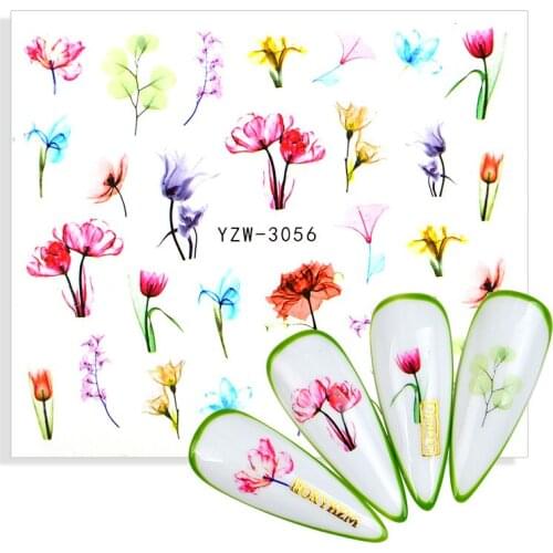 2021 New Water Stickers For Nails Mix Flowers Transfers Sliders Nail Polish Stickers Wraps DIY Nail Art Manicure Decorations