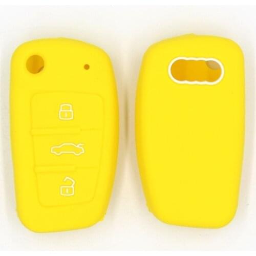 3PCCar Key Case Cover Protector Flip Car Key Case Shell Fob Shell Silicone Skin Holder for Audi A3 Q2L Q3 S3 RS3 A4 A6 A6L A8 Q7