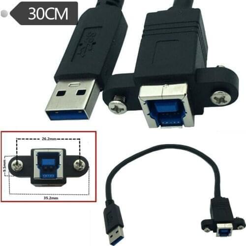 30CM 1ft 5Gbps USB 3.0 Type A AF Male to B Female connector cable adapter with panel mount cable