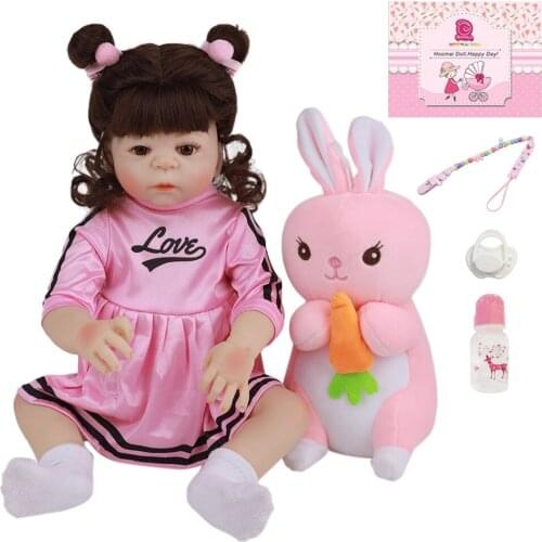 48CM Hot Sale Handmade All Silicone Baby Doll ToyAlive Fashion Lovely Vinyl Bebe Reborn Dolls For Toddler Birthday Gift 19 Inch