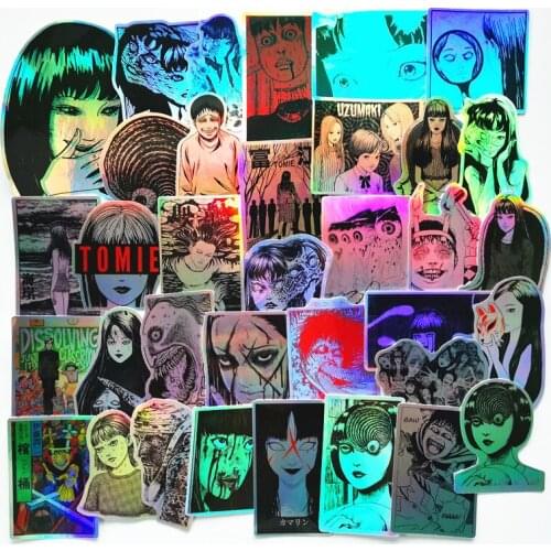 50Pcs laser Horror comics Stickers Japanese ITO leap second Decal For Snowboard Laptop Luggage Car Fridge Car-Styling Vinyl Home