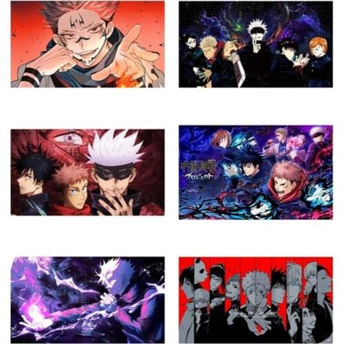 A3 Japanese Anime Jujutsu Kaisen Figure Character Poster Satoru Itadori Megumi Fabric Cloth Posters Home Wall Door Decoration