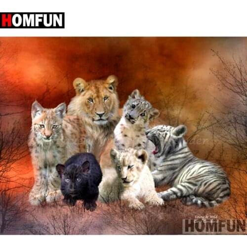 HOMFUN Full Square/Round Drill 5D DIY Diamond Painting "tiger" Embroidery Cross Stitch 5D Home Decor A16484