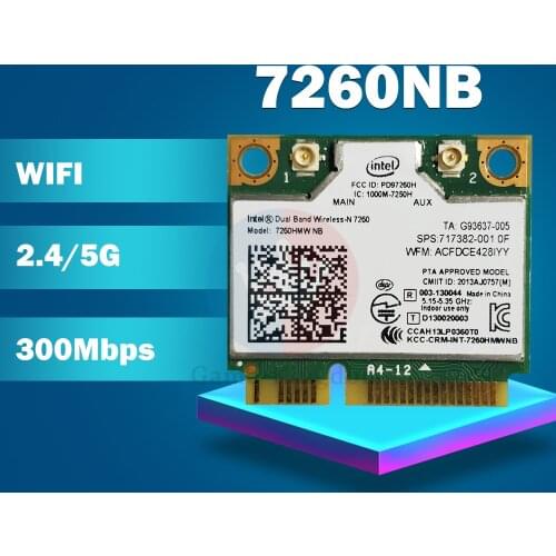 Wireless Wifi Card for Intel 7260HMW 7260 NB Mini PCI-E 300Mbps 802.11N 2.4G/5Ghz for Laptop 7260NB