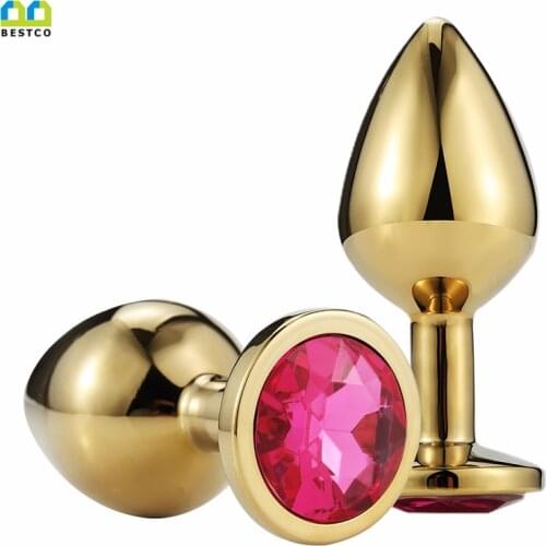 Bestco 18+ Anal Plug Stainless Steel Gold Color Stimulate Massage Butt Trainer G-Spot SM Adult Erotic Sex Toys for Women/Man