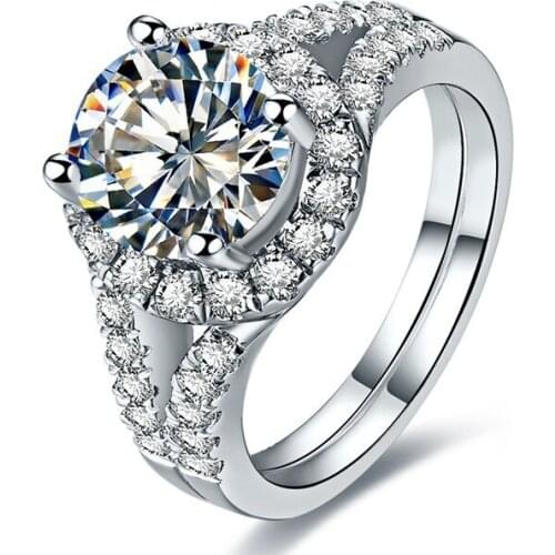 Bonzer Design Round Halo Style 2C Moissanite Engagement Ring Pure 18K White Gold Ring Quality Gurantee Fine Jewelry For Bride