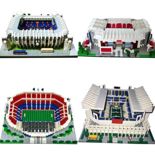 Diamond Mini Blocks Football Soccer Club Field Stadium Model Building Block Kits Spain England Kids Toy Brick Football Star