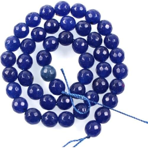 Natural Stone Faceted Royal Blue Alabaster Charm Loose Beads For Jewelry Making Needlework Bracelet DIY Pick Size Strand 8 MM