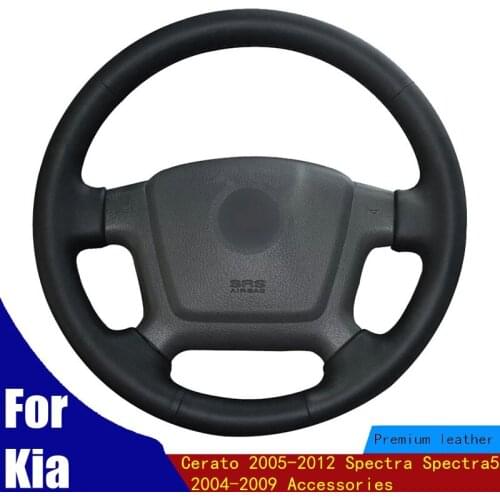 DIY Car Steering Wheel Cover Black PU Micro Fiber Leather For Kia Cerato 2005-2012 Spectra Spectra5 2004-2009 Accessories