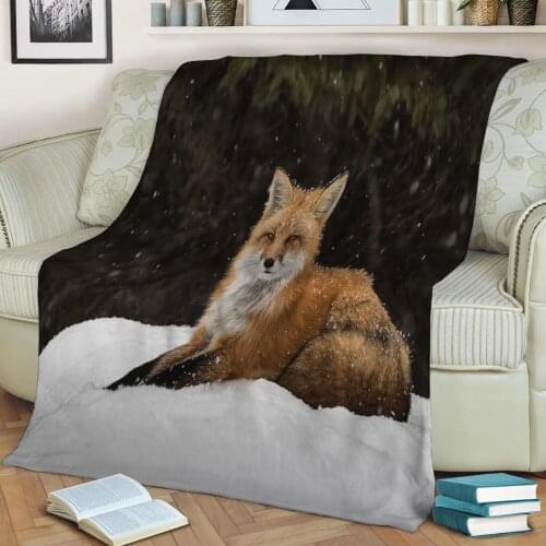 Animal Fox Flannel Throw Blanket 3D Printed Keep Warm Sofa Child Blanket Home Decor Textiles Dream Family Gift