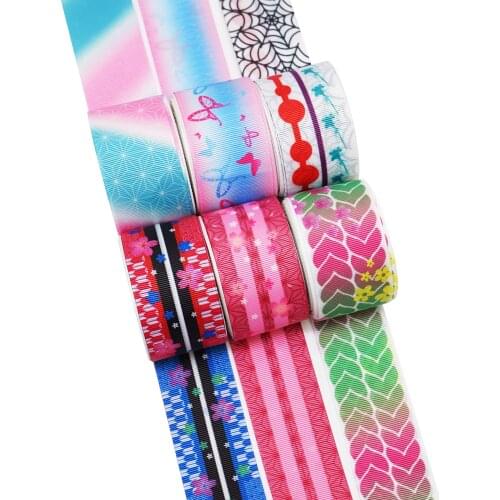 Hot Japan Anime cartoon 10yards printed grosgrain double-faced Demon Slayer Cartoon Ribbon For Decorat 48211-48212