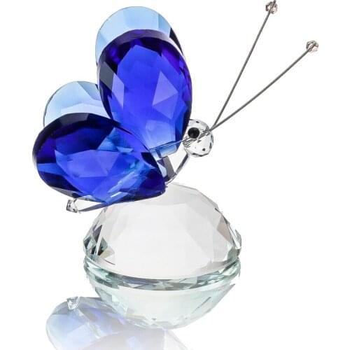 H&D Handmade Crystal Butterfly Miniature Figurine Animal Crystal Craft Glass Garden Fairy Ornament Home Decor Gift Paperweight
