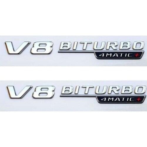 Chrome Letters Fender Emblems Badges V8 BITURBO 4MATIC+ for Mercedes aaa