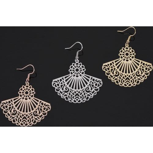 Popular Jewelry Fashion Luxury New Hollow Accessories Women All-match Fan-shaped Summer Geometric Earrings