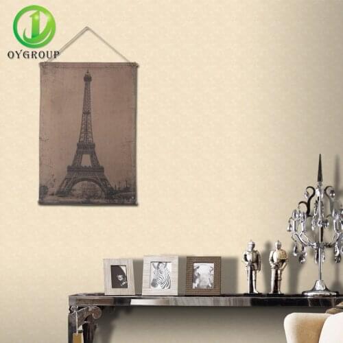 Retro Wood Spray Scroll Picture Canvas Hanging Painting Living Room Bar Hotel Cafe Office Wall Decor