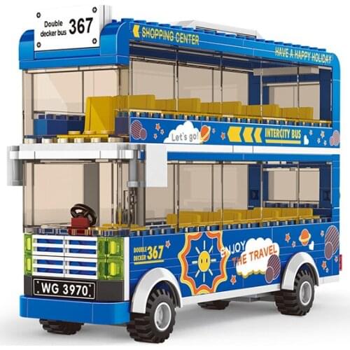 City Double Decker Bus Sightseeing Vehice Building Blocks Classic Town Bus Educational Bricks Toy for Children Christmas Gift