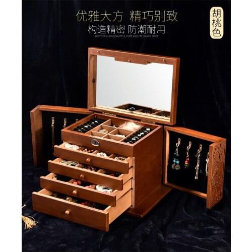 Double Door Women Jewelry Storage Box New Design Fashion 5-layer Wooden Jewelry Accessory Storage Birthday Gift For Women