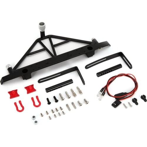 Metal Steel Front Rear Bumper With Lights Spare Tire Carrier For Axial SCX10 1/10 RC Off-road Crawler Car Spare Parts