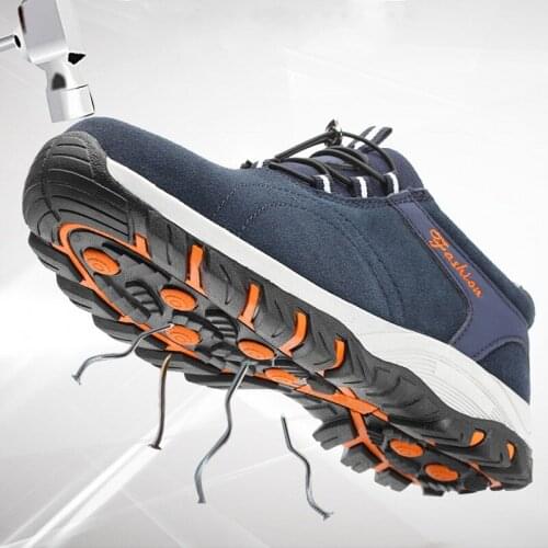 2019 Men Steel Toe Cap Boots Genuine Leather Puncture Proof Anti Smash Protective Safety Work Shoes Breathable Outdoor Sneakers
