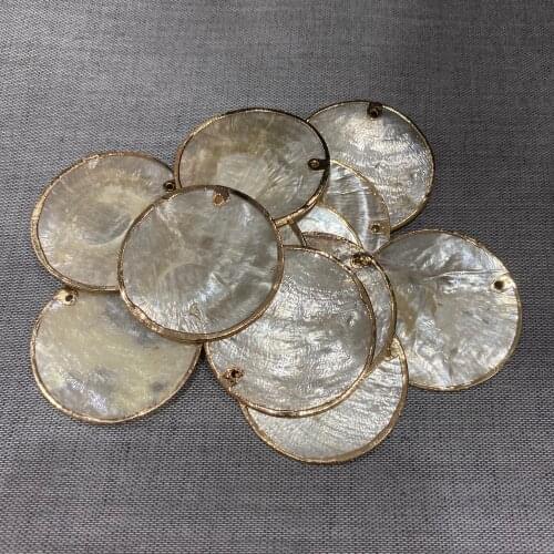 Natural Yellow Shell Pendant Disc Shape Making Jewelry Necklaces Bracelets Etc Package Sale 35x35mm