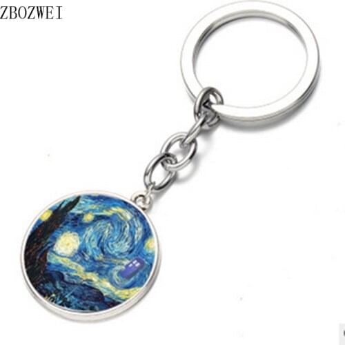 2018New Van Gogh Star Pendant Keychain for Mens and Womens Clothing Pendant Keychain