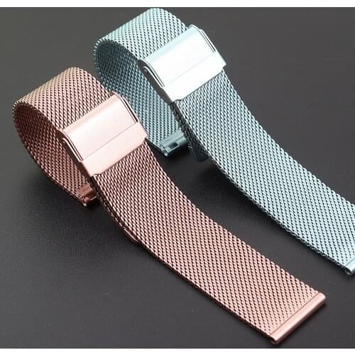 NEW Mesh Milanese Steel Watch Band Metal Ultra-thin Universal Stainless Steel Bracelet pink blue Strap 20mm 22 mm