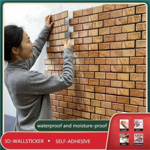 Natural Yellow Brick Pattern Background Wallpaper Self Adhesive Waterproof Contact Paper Charm Kitchen Bathroom 3D Wall Stickers