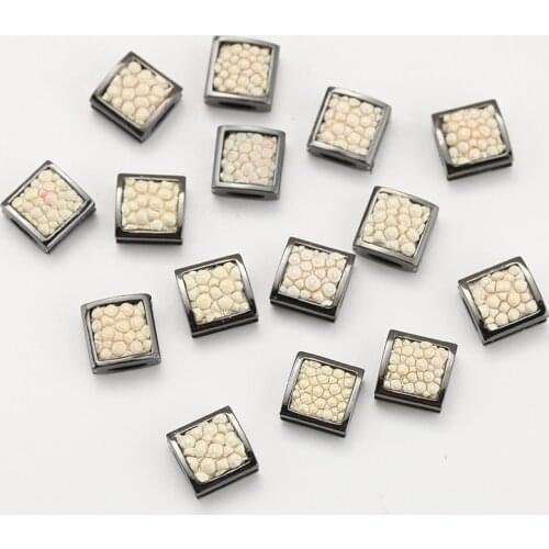 Charm snake Leather Beads for Jewelry Making gold Square Copper Needlework Beads Diy Bracelet Accessories Wholesale Lot