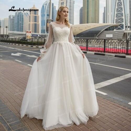 Stunning Puff Wedding Dresses Vestidos Noivas Sposa Suknia Slubna Bridal Engagement Long Sleeve Wedding Gown Robe De Mariee