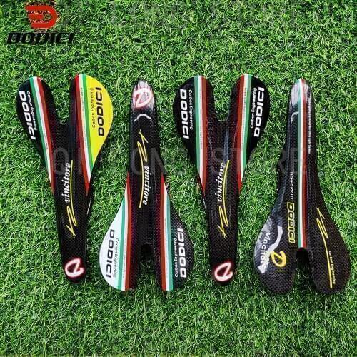 DODICI Carbon fiber saddle Mountain bike Road Bicycle 3K Gloss/Matte breathable riding cushion 270*128mm MTB seat bicycle parts
