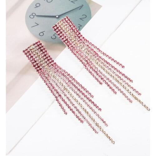 Earings Fashion Jewelry 2021 Diamond Inlay Tassels Korean Fashion Fashion Temperament Rhinestone Ornaments Jewelry-Accessories