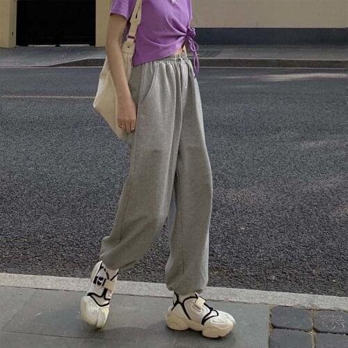 Oversize pants High Waist Harajuku Wide Leg Pant Female Students Korean Loose Y2k Sports Pants 2021 Summer Womens Sports Pants